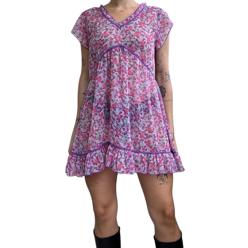 Babydoll pink floral dress